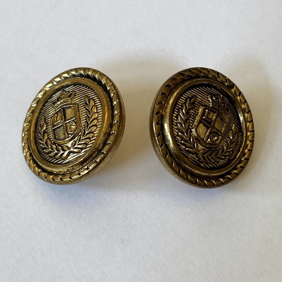 Liz Caliborne Gold tone Metal "LC" Logo replacement buttons - Pair - Picture 5 of 8